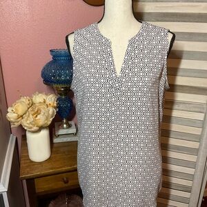 Adrianna Papell Black and White Patterned Blouse